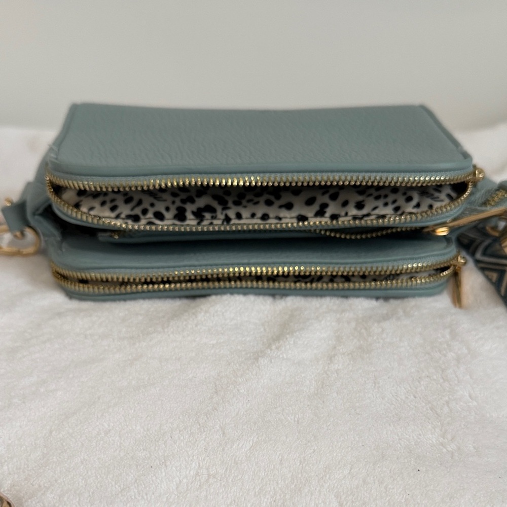 Mali + Lili Zahara Crossbody Bag | Dusty Blue | Vegan Leather | NWT - Picture 8 of 13